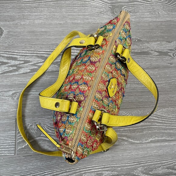 Vintage Juicy Couture Crossbody Purse Woven Straw Rainbow Stitch Hobo Crossbody - Picture 3 of 11